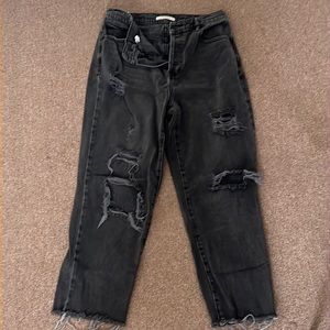 pacsun black distressed straight leg jeans